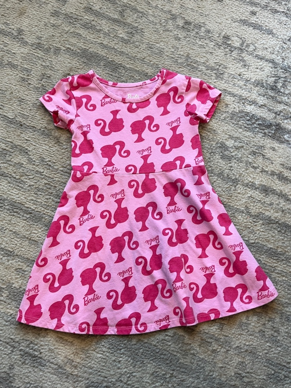 Barbie Pink & Hot Pink Silhouette Print Girls' Casual Dress